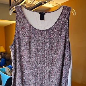 Ann Taylor Black, White, Pink Patterned Tank Top Size XL